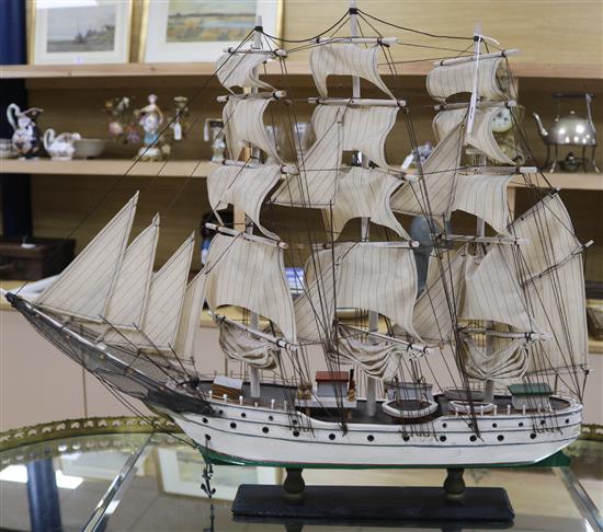 A model square rigger, on stand length 78cm